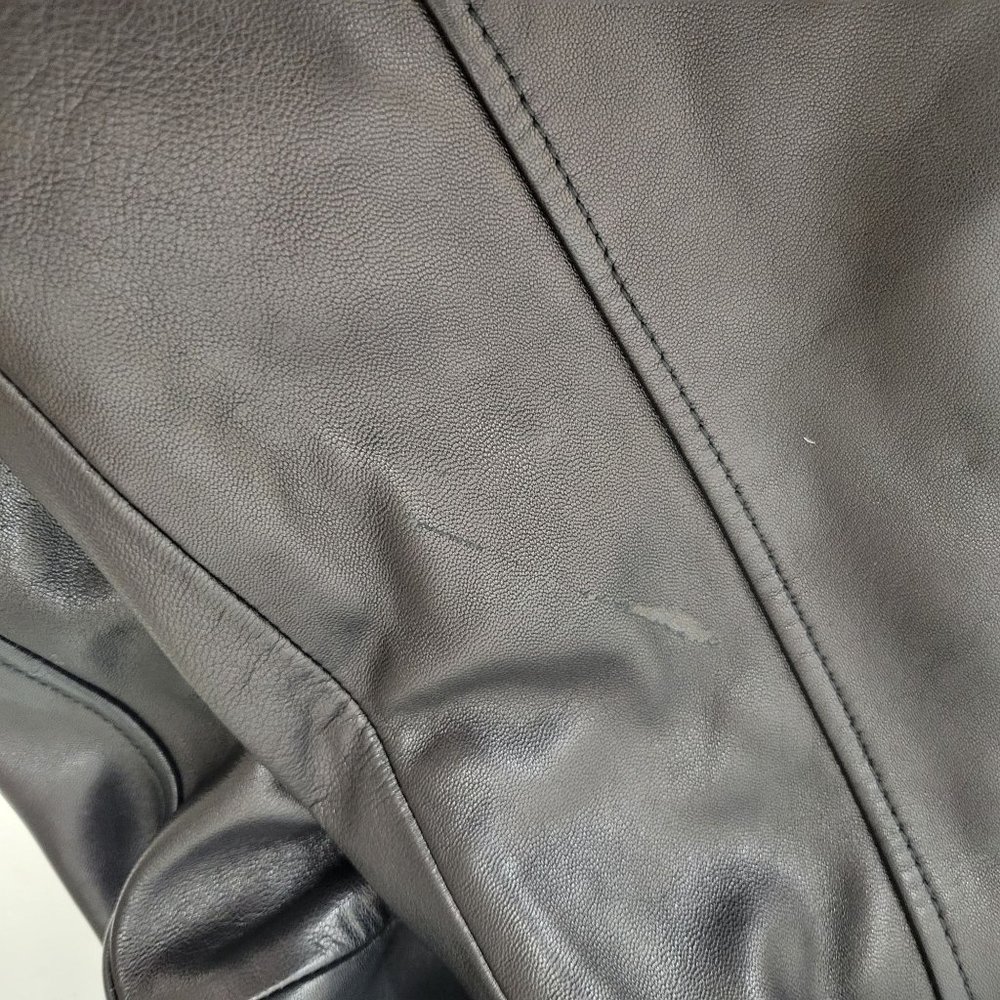 Tommy Hilfiger Black Genuine Leather Bomber Jacket Men's Size XL - Picture 6 of 6